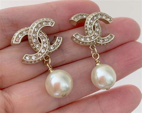 chanel pearl cc earrings gold|Chanel cc earrings price.